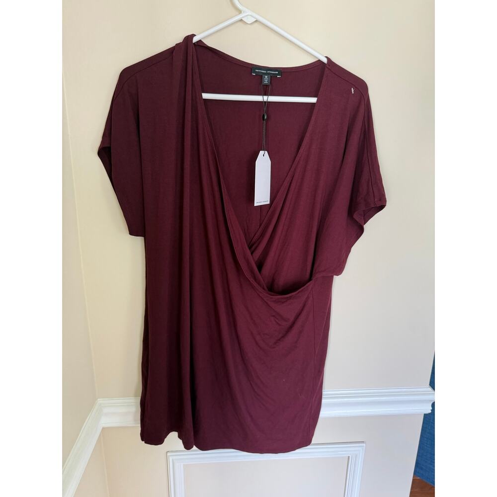 NEW Universal Standard | Going Out Preppy Drape Front Top in Wine Sz 18/20 - Picture 2 of 6